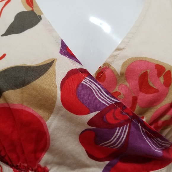 GAP top Small floral pattern wrap front tie side surplice v-neck Y2K VINTAGE - Picture 5 of 13